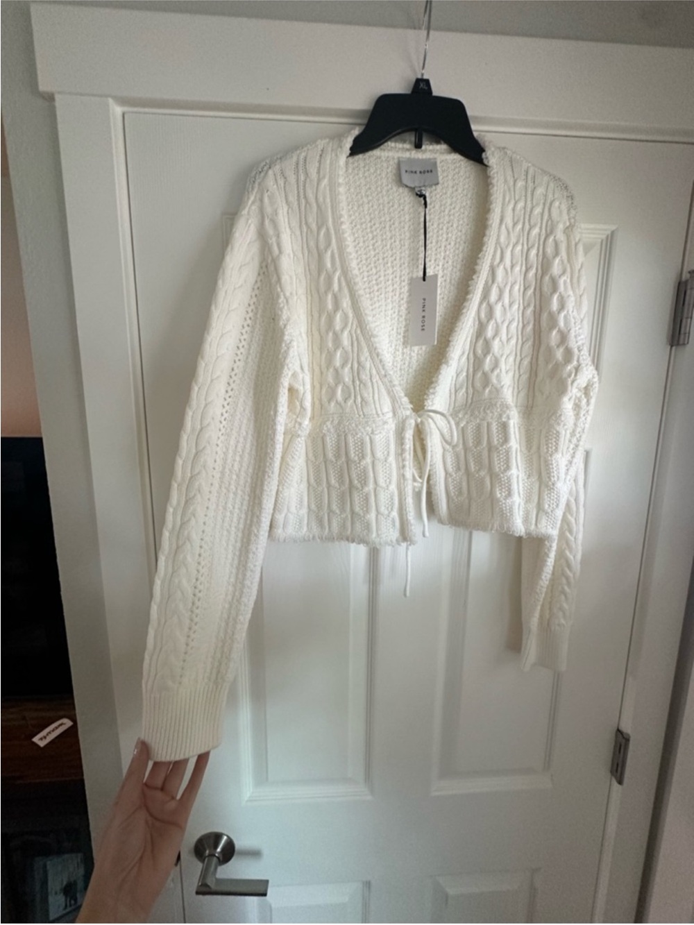 Women's Cable-Knit Tie-Front Sweater Cardigan